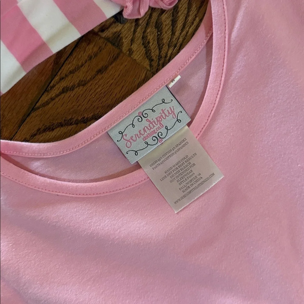 Serendipity girls long striped sleeved set and headband with ruffle details